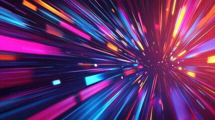 Abstract Background with Colorful Streaks of Light Radiating Outwards