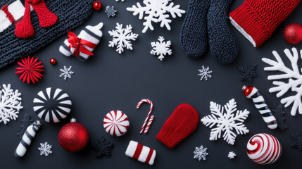 Cozy winter accessories and decorations for festive holiday vibe