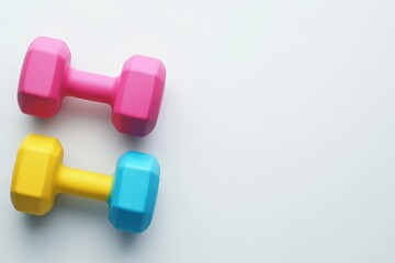 Colorful Dumbbells on a Light Background
