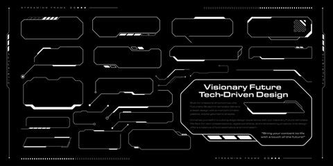 Futuristic user interface set. Sci-fi HUD dashboard display virtual reality elements pack. vector