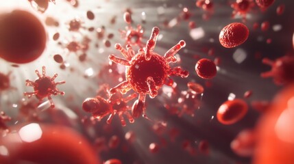 Close-Up of Damaged Tissues and Red Cells in Action