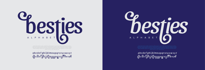 Besties typography beauty fashion elegant minimalist serif italic fonts decorative wedding vintage retro logos. Minimal luxury font alphabet logo. Vector illustration