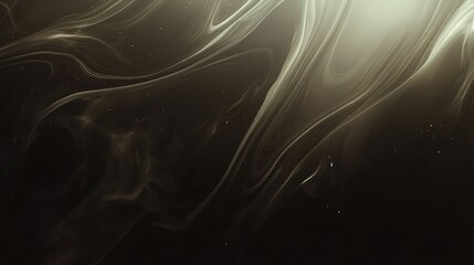 Abstract Swirling Gold and Black Liquid with Light