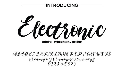 Electronic Font Stylish brush painted an uppercase vector letters, alphabet, typeface
