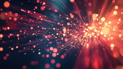 Naklejka premium Abstract Red and Gold Light Streaks and Bokeh