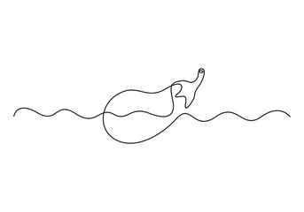 Eggplant in continuous line art drawing style. Single line drawing eggplant. Vector illustration