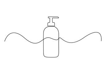 Continuous one line drawing of cosmetic lotion tube. Vector illustration