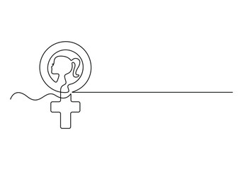Female gender icon line continuous one drawing. Single line female gender icon. Vector illustration