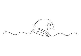 Santa Claus hat continuous one line drawing single line art element minimalist sketch line vector illustration
