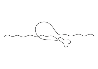 Continuous one line drawing of hot spicy and crispy fried chicken fast food store logo vector illustration