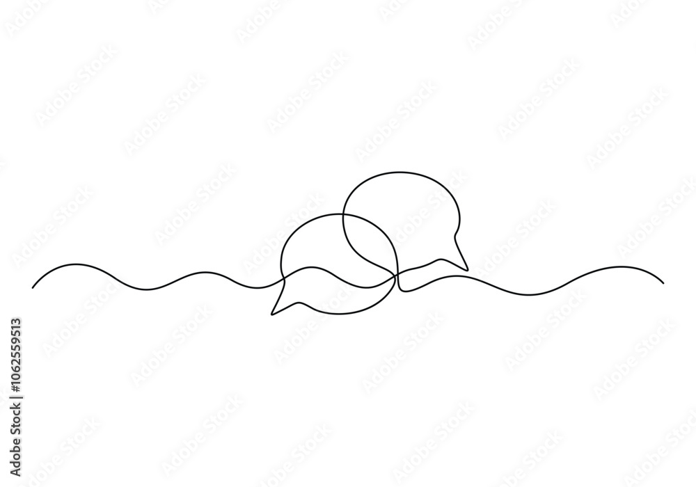 Fototapete continuous one line of chat bubble icons. one line drawing of conversation dialogue bubbles. chat ic