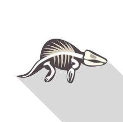 Lystrosaurus skeleton walking, side view, representing a triassic period reptile fossil