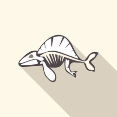 Skeleton of dimetrodon, a prehistoric synapsid that lived during the permian period, characterized by its prominent long spine