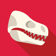 Dinosaur skull fossil showing sharp teeth, prehistoric paleontology and archeology concept