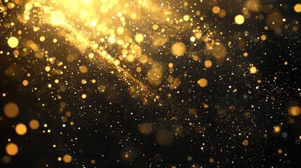 Fototapeta premium Golden Glitter and Bokeh on a Dark Background