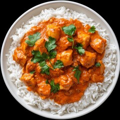 Plate Indian food specifically chicken curry is Butter Dish