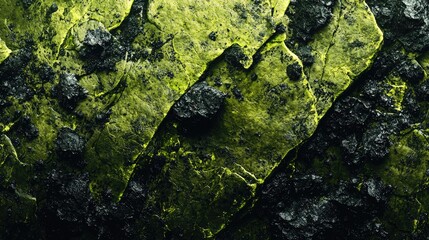 Close-up Texture of Green and Black Rock Formations