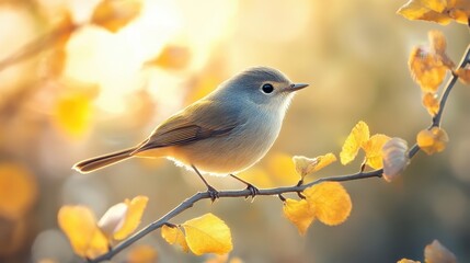 Fototapeta premium Elegant Bird in Sunlit Garden with Blurred Background
