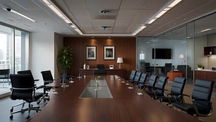 realistic image of a modern business office room environment