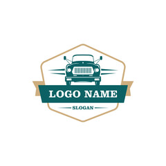 Vintage Car Logo with Banner