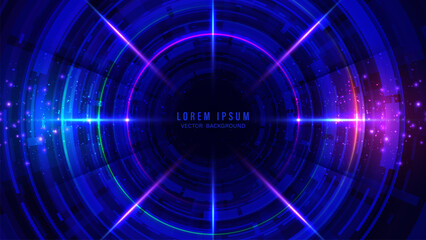 Futuristic digital hi-tech abstract background with concentric HUD circles