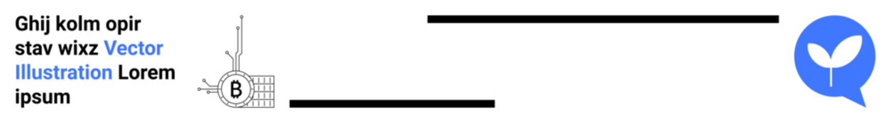 Antenna emitting signals, two parallel transmission lines, blue chat bubble with a green sprout. Ideal for telecommunications, networking, data transfer, connectivity, technology growth