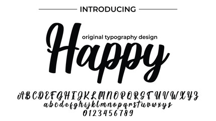 Happy Font Stylish brush painted an uppercase vector letters, alphabet, typeface