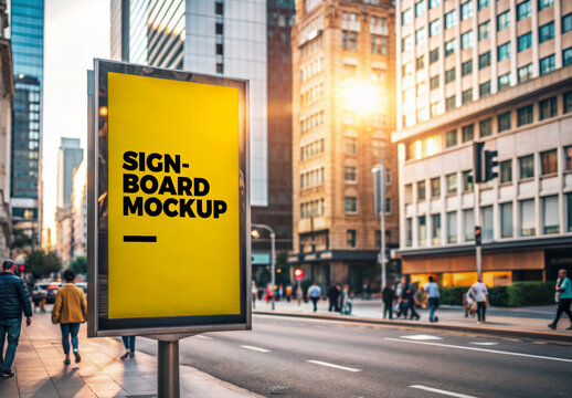 Standing Signboard Mockup Template with Gen AI
