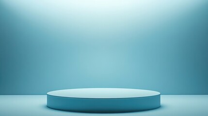 A Single Blue Cylinder Platform Against a Smooth Blue Background