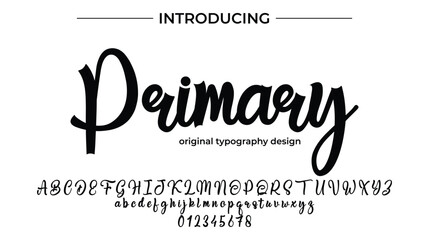 Primary Font Stylish brush painted an uppercase vector letters, alphabet, typeface