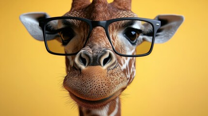Obraz premium Funny Giraffe Wearing Sunglasses Close Up Portrait