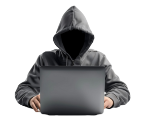 Hacker on Laptop Isolated with Clear Background