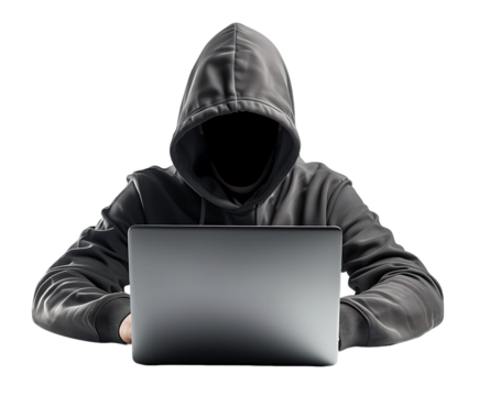 Transparent Background Hacker Using Computer - Powered by Adobe