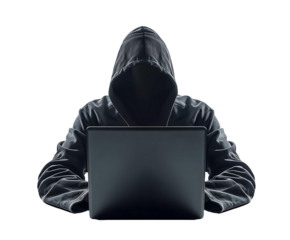 Transparent Background Hacker Working Illustration