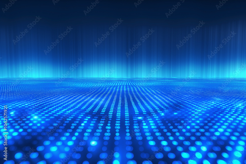 Poster cyber-inspired tech background wallpaper design with floating computer code, radiant matrix grids, a