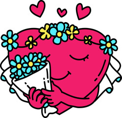 Hand drawn Wedding Cute Heart Cartoon Doodle Illustration
