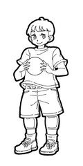 バレーボールを持った男の子のイラスト
