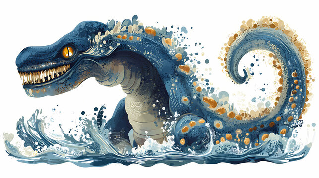Giant sea monster. Behemoth Beast. Illustration