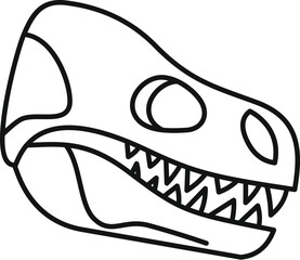 Side view of a dinosaur skull fossil, highlighting its sharp teeth and eye socket, perfect for paleontology and prehistoric life projects