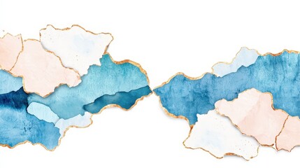 Obraz premium Abstract Watercolor Background with Gold Foil and Blue and Pink Colors