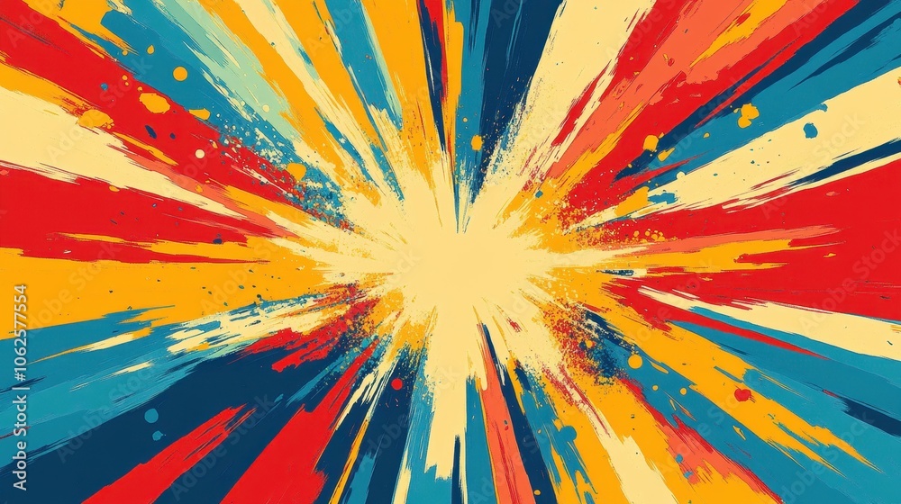 Wall mural vibrant explosion graphic with bold colors creating a dynamic visual impact.