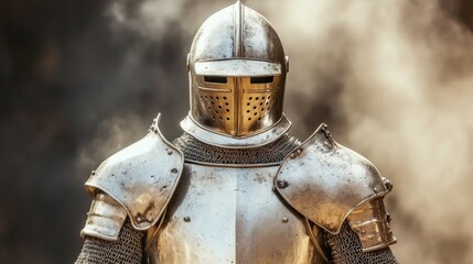 Medieval Knight in Armor with Smoke Background   Historical Warrior  Battle   Fantasy   Co