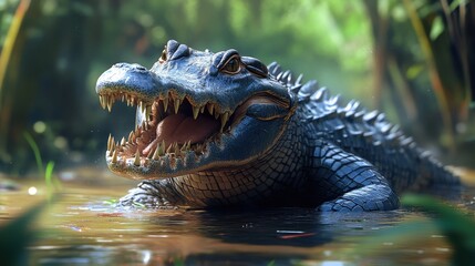 Obraz premium Crocodile reptile animal day.