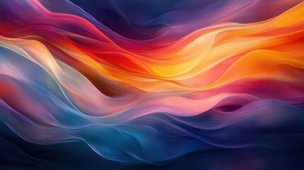 Obraz premium Abstract waves of vibrant colors, creating a sense of depth and movement in a smooth, flowing design.