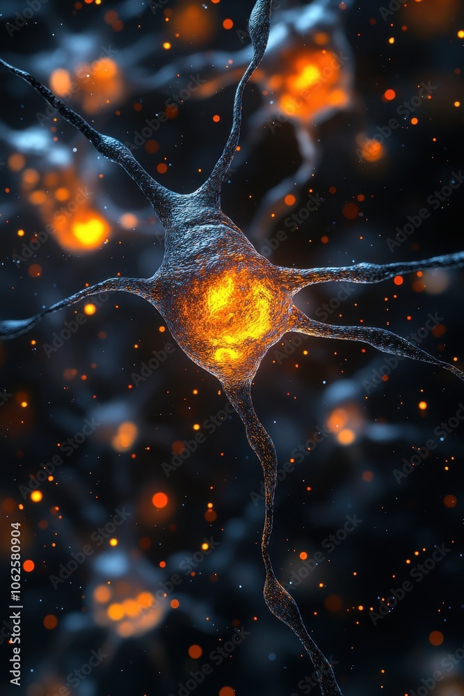Wall mural glowing neural network concept with vibrant neurons and synapses in a futuristic digital space