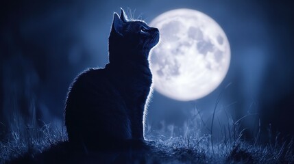 Cat with moon painting animal mammal.