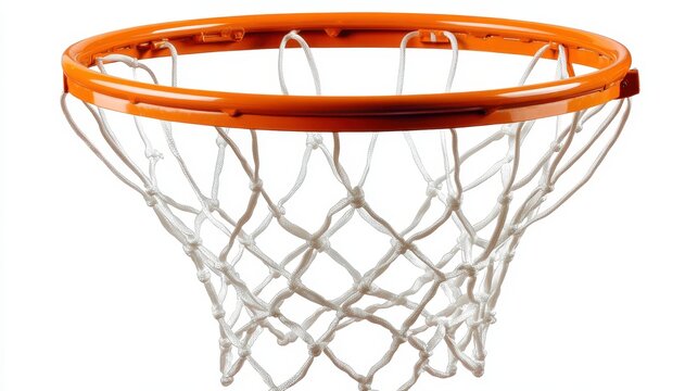 Basketball hoop, net attached, side view, isolated on a white or transparent background