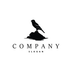 Fototapeta premium Black silhouette bird logo concept design simple vintage bird lover illustration template