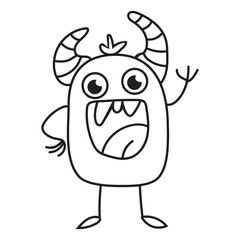Funny stick  figure monster vector cartoon illustration
