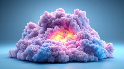 Abstract Pink and Blue Cloud Formation with Glowing Center   3D Rendering
